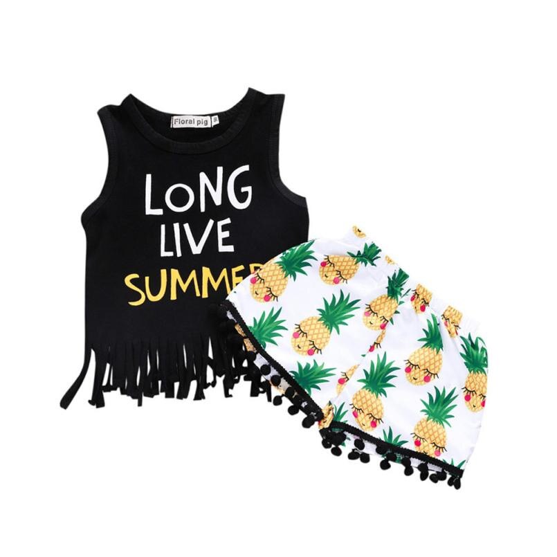 Toddler Baby Girls Summer Clothes Set Letter Print - ohpineapple