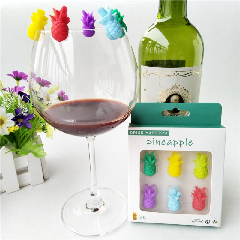 6PCS Household Silicone Cute Pineapple Party Wine Glass Marker - ohpineapple