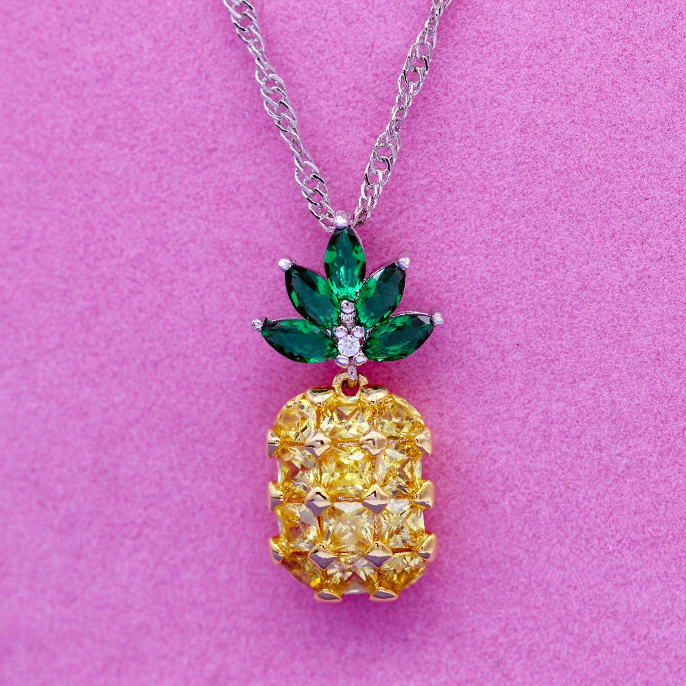 Cute Pineapple Zircon Necklace - ohpineapple