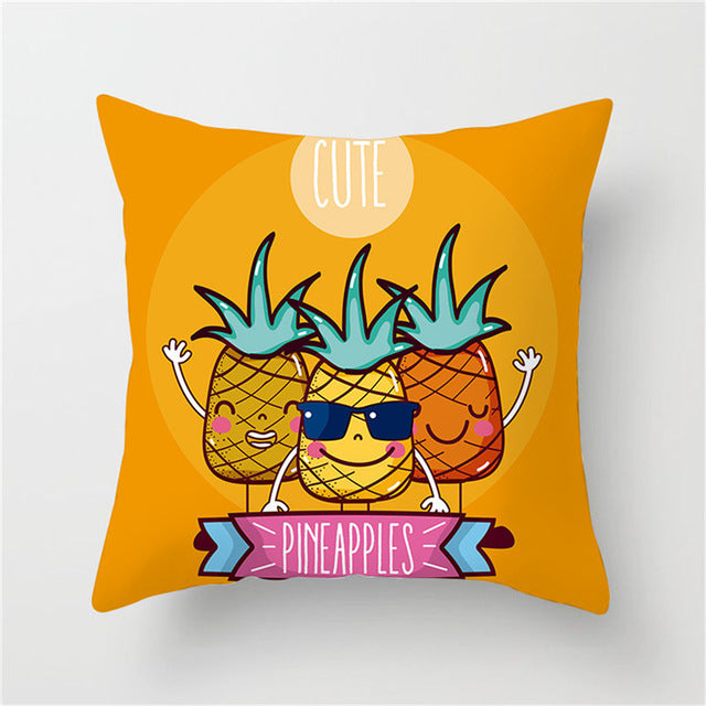 Luxury Three Pineapple Printed Cushion Covers - ohpineapple