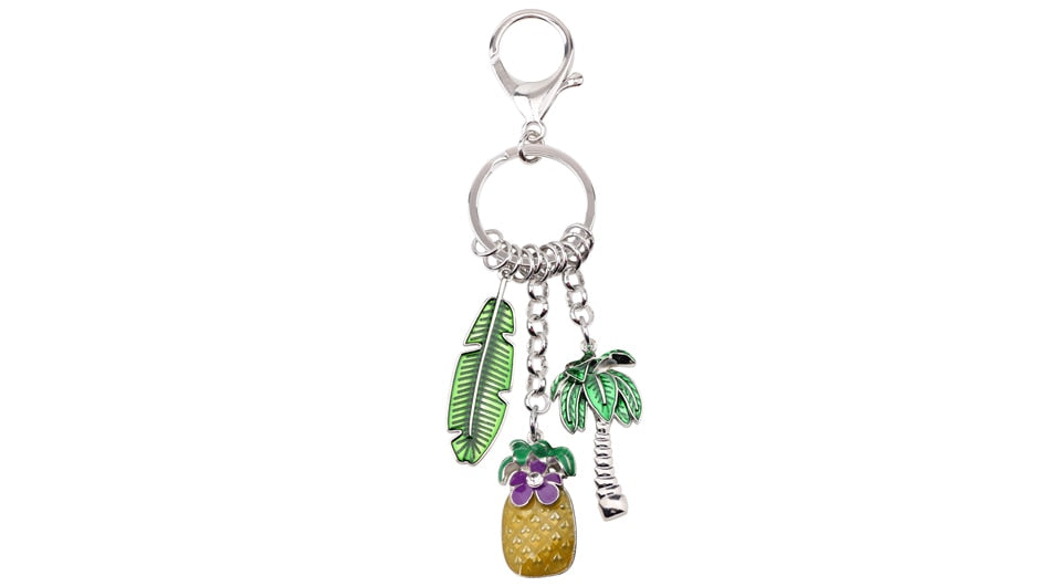 Enamel Metal Pineapple Coconut Palm Tree Key Chains - ohpineapple