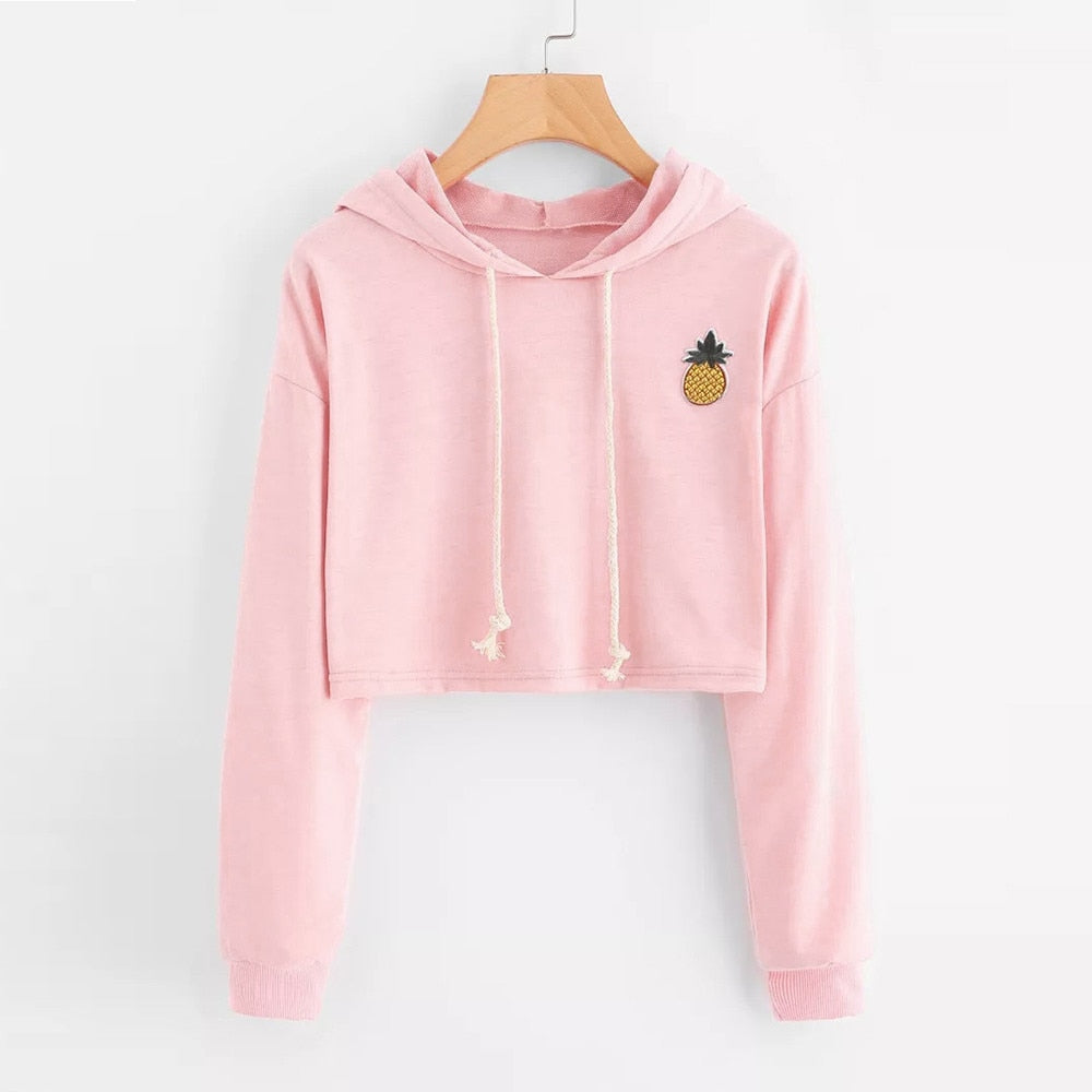 Pineapple Motif Cropped Hoodie - ohpineapple